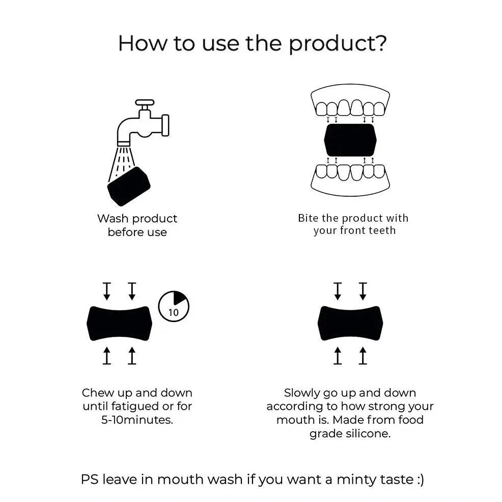 Compact black silicone jaw trainer for muscle shaping, food-grade material, portable at 5cm size for daily facial exercises