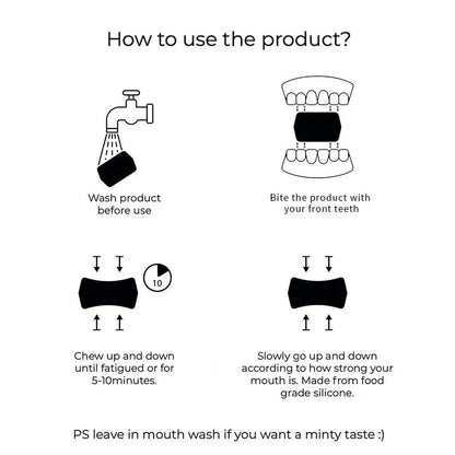 Compact black silicone jaw trainer for muscle shaping, food-grade material, portable at 5cm size for daily facial exercises