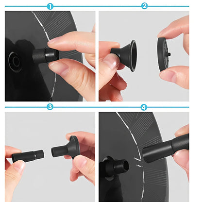 Black solar fountain with water spray in garden pond showing 55cm height and four nozzle options