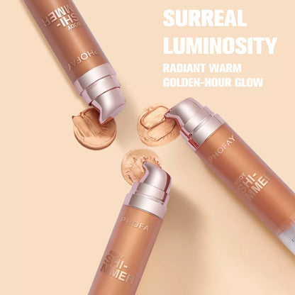 PHOFAY Body Shimmer Oil bottle with shimmering liquid inside, 25 ML size