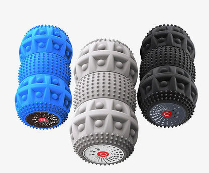 Electric Vibrating Massage Ball for deep tissue sports recovery in blue-black grey