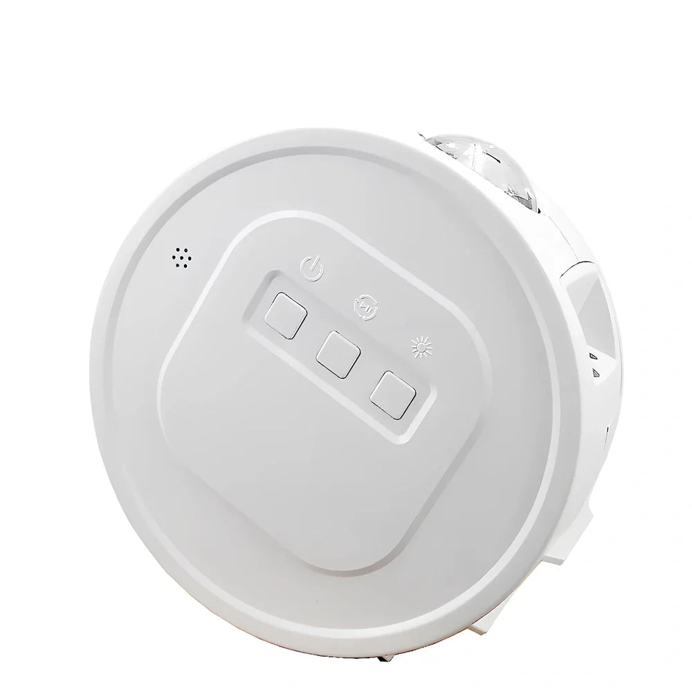 USB star projection light with voice control showing rotating mechanism and star pattern projection