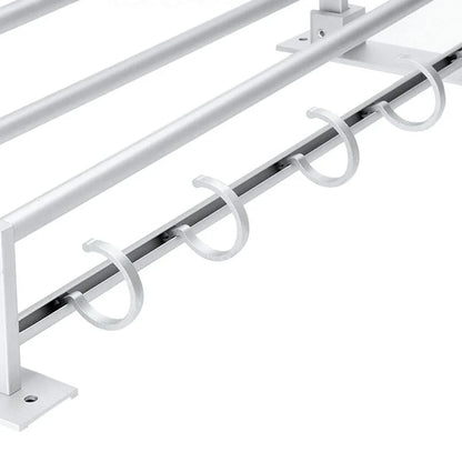 Silver aluminium 2-layer wall-mounted towel rack, 49cm length, for bathroom storage