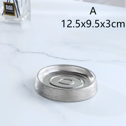 Handmade brushed ceramic five-piece bathroom set in silver with modern design