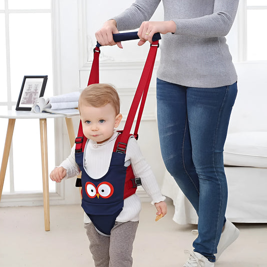 Cotton baby walking harness belt in blue colour, showing vest style and adjustable straps for toddler safety.