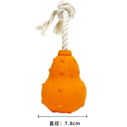 Stuffable dog toy with hollow interior for treats, natural rubber and cotton construction, 30cm length, for small medium breeds