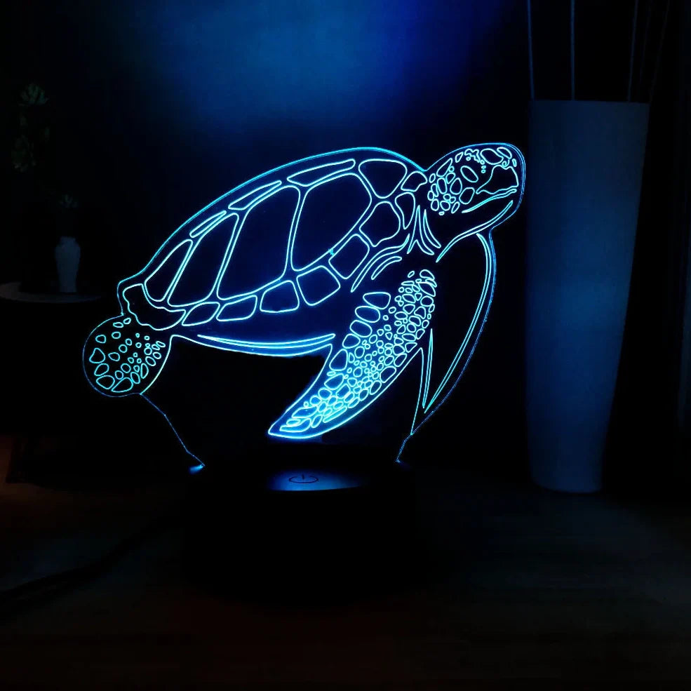 3D acrylic turtle-shaped LED night light with 16 colour options and remote control