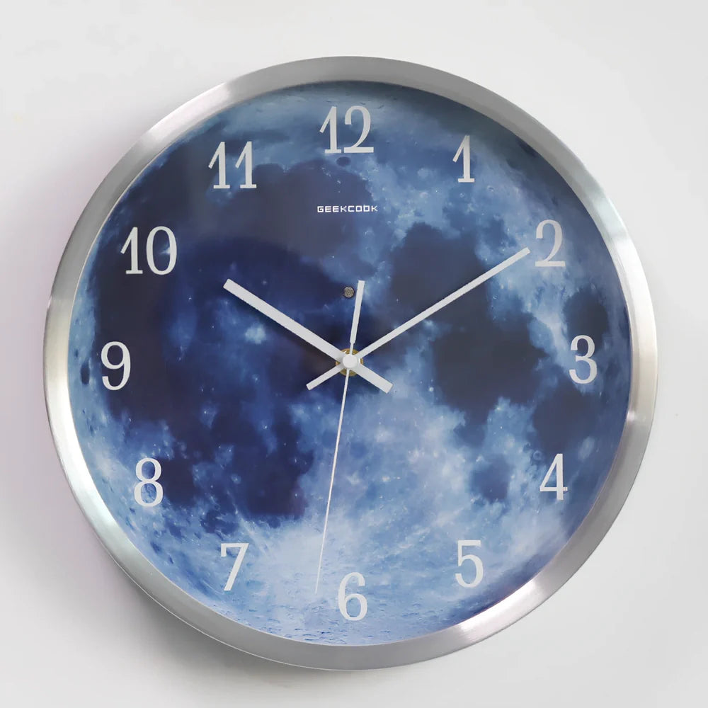 12-inch sound control luminous wall clock with LED illumination and multiple metal frame colour options