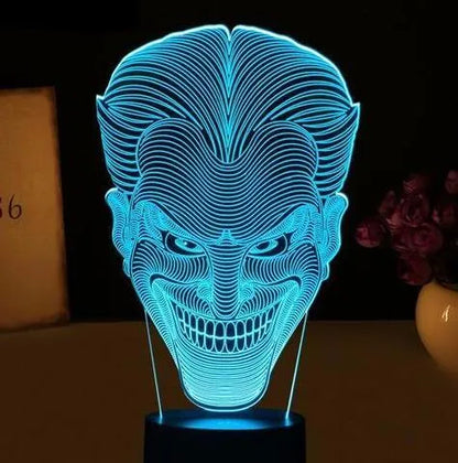 USB-powered 3D LED lamp with acrylic plate showing colourful gradient lighting effects and touch control