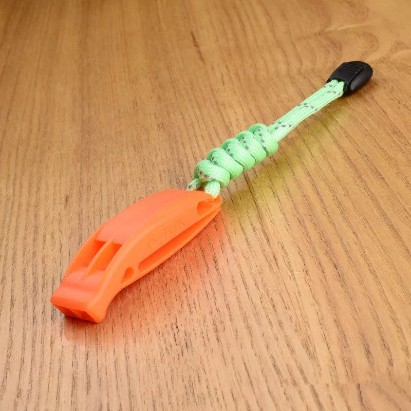 Fire Survival Whistle with dual-frequency sound emission for emergency signaling