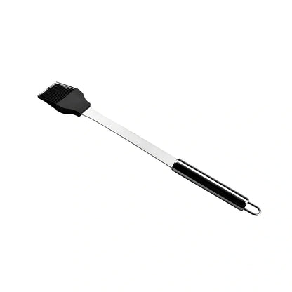 10-piece stainless steel BBQ tool set with shovel, knife, clip, strings, fork, brush in storage bag