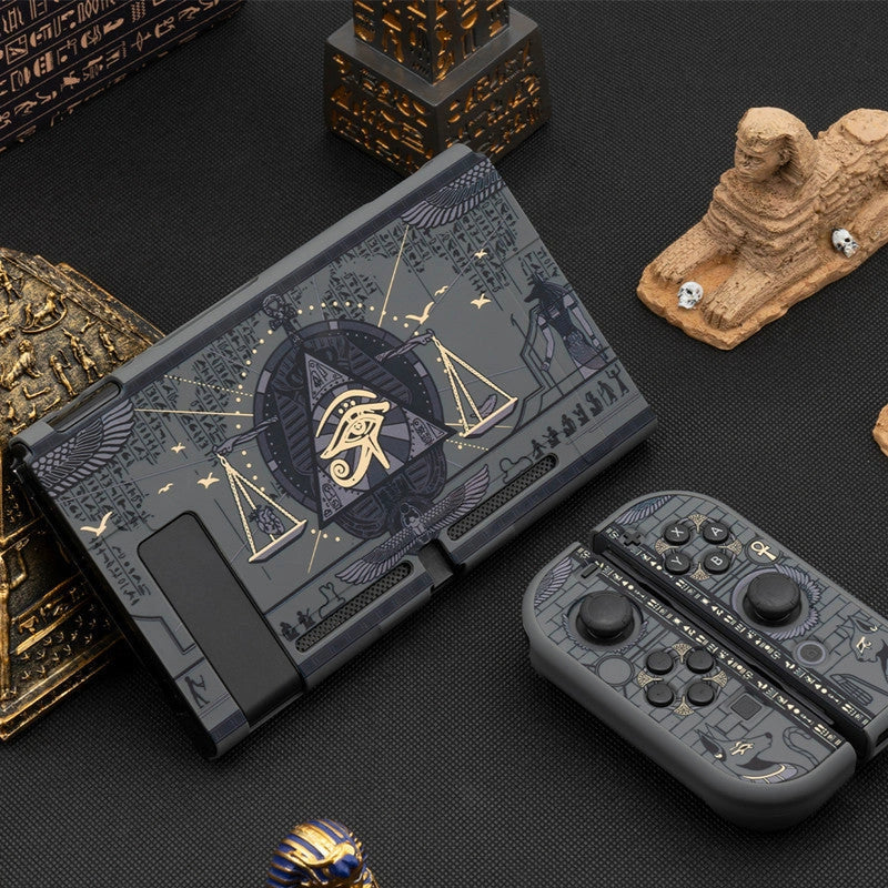 Mysterious Egypt themed Nintendo Switch Protective Shell with back grip in black