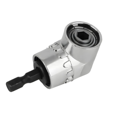 Flexible shaft attachment for drills with a 105-degree angled head and magnetic bit holder.
