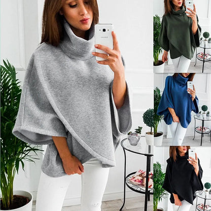Women's black batwing sleeve cardigan sweatshirt with three-button placket and stitching detail