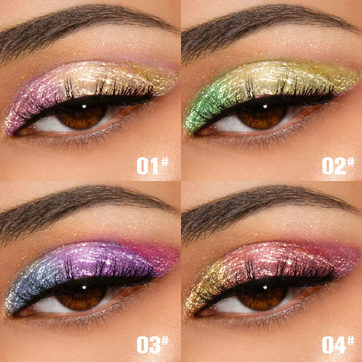 PHOFAY Chameleon Multichrome Eyeshadow Bundle showcasing eight vibrant, color-shifting shades