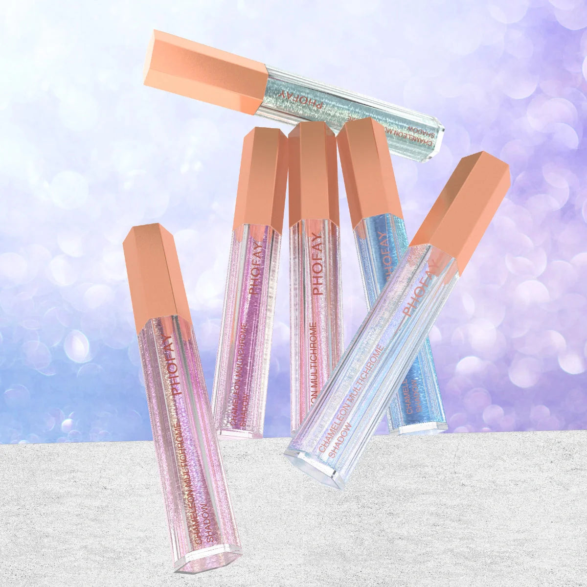 PHOFAY Chameleon Multichrome Eyeshadow Bundle showcasing eight vibrant, color-shifting shades