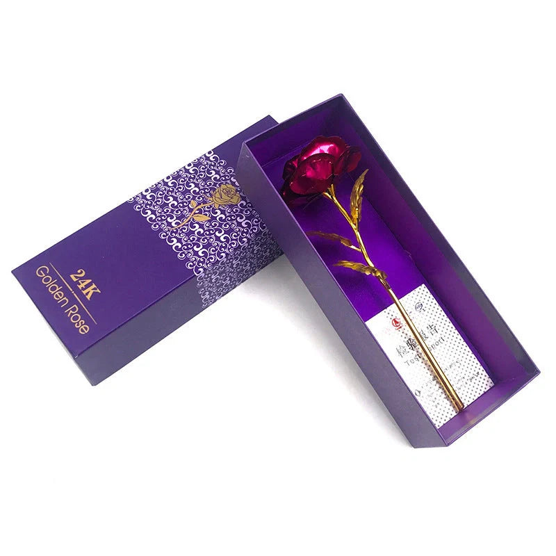 Handmade 24K gold rose flower set in elegant gift box