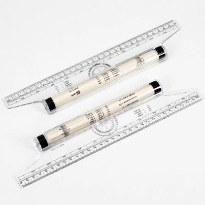 30cm plastic multifunctional rolling ruler for technical drawing with calibrated rollers and arc rapporteur
