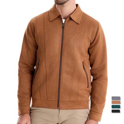 Men's Suede Lapel Zipper Jacket for Autumn and Winter in various colors