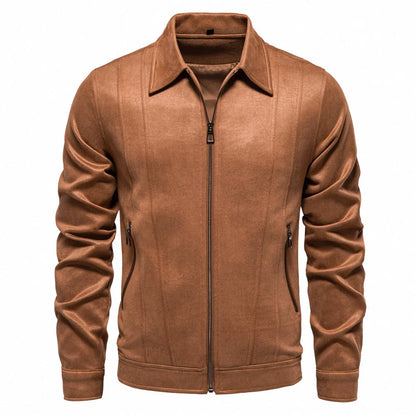 Men's Suede Lapel Zipper Jacket for Autumn and Winter in various colors