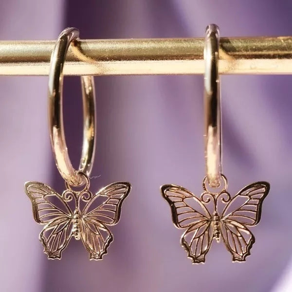 Butterfly earrings with elegant bow styling in rose gold and gold finishes
