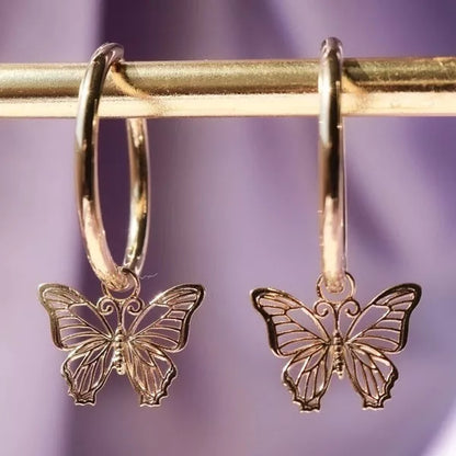 Butterfly earrings with elegant bow styling in rose gold and gold finishes