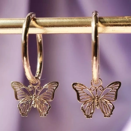 Butterfly earrings with elegant bow styling in rose gold and gold finishes