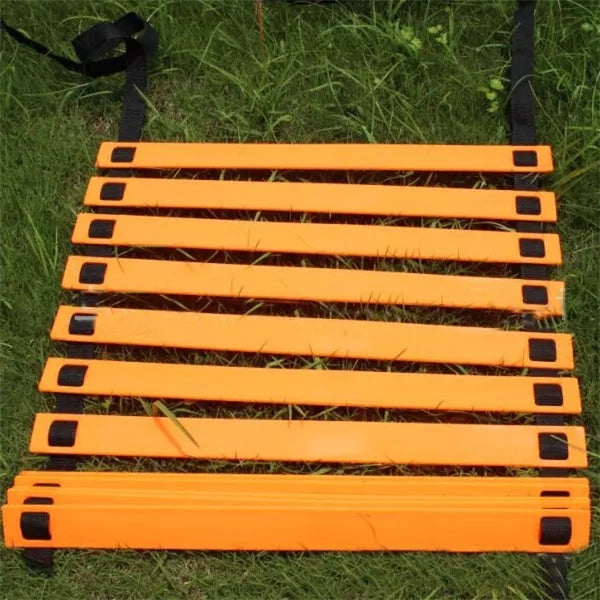 Durable polypropylene jump ladder for agility training in red, blue, and black