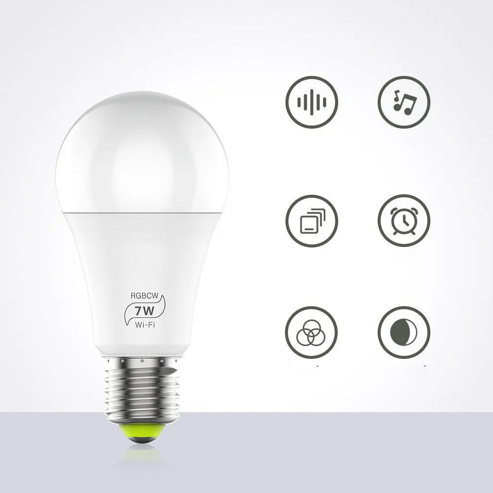 7W LED smart WiFi bulb, E27, 60mm x 117mm, RGBCW colours, 2700-6500K, works with Alexa and Google Home