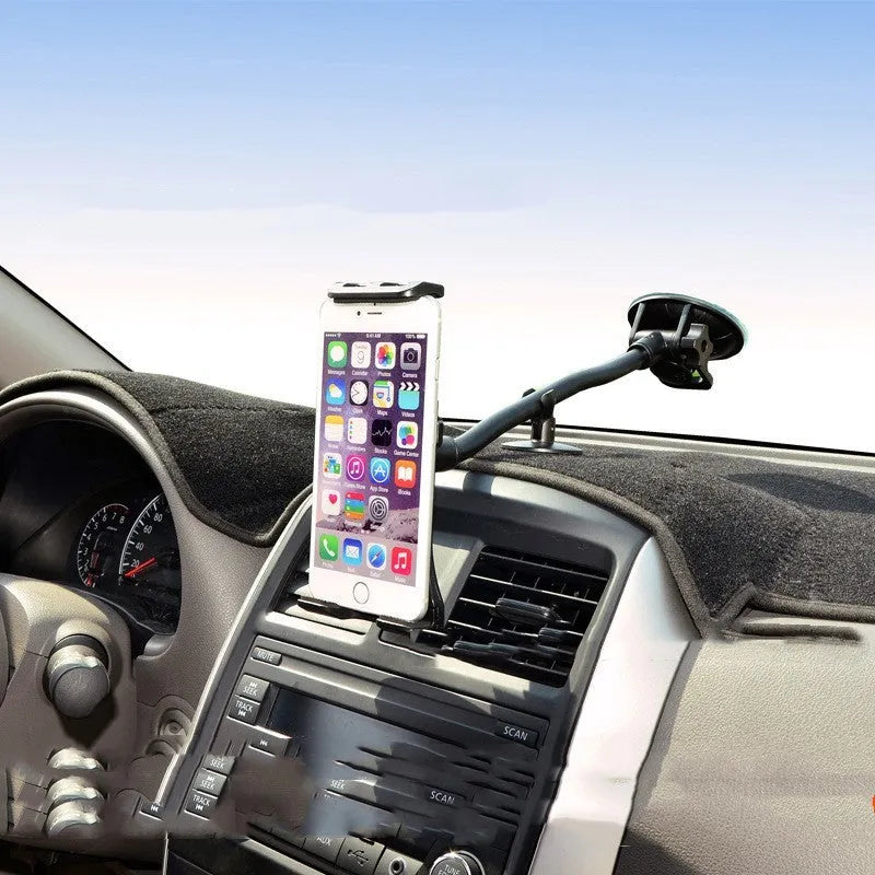 Black vehicle-mounted tablet holder with adjustable lifting mechanism for 4-12 inch tablets