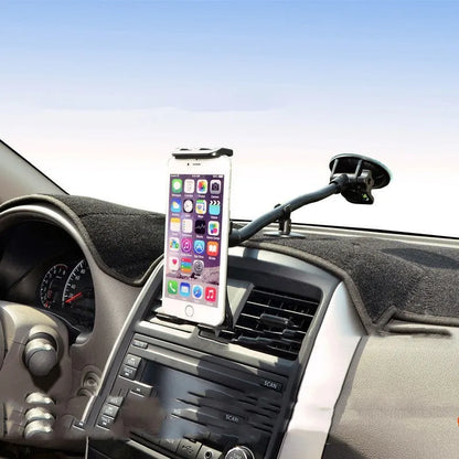 Black vehicle-mounted tablet holder with adjustable lifting mechanism for 4-12 inch tablets