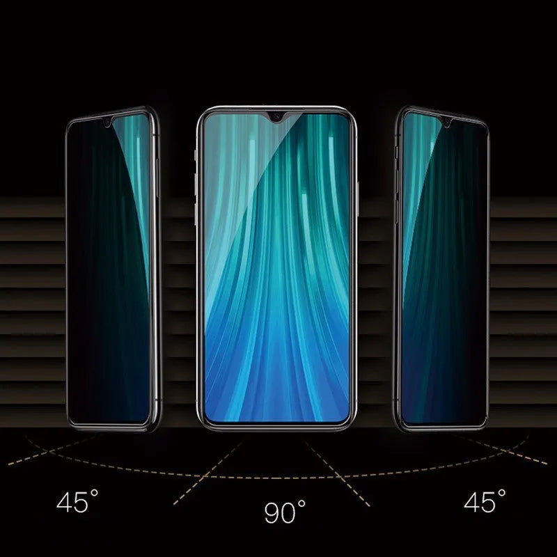 Minimalist anti-spy privacy screen protector for Xiaomi Poco and Redmi Note mobile phones.