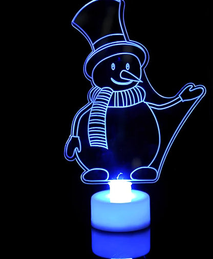 15x8.8cm acrylic Christmas tree ornament glowing with automatic colour-changing lights in Santa Claus design