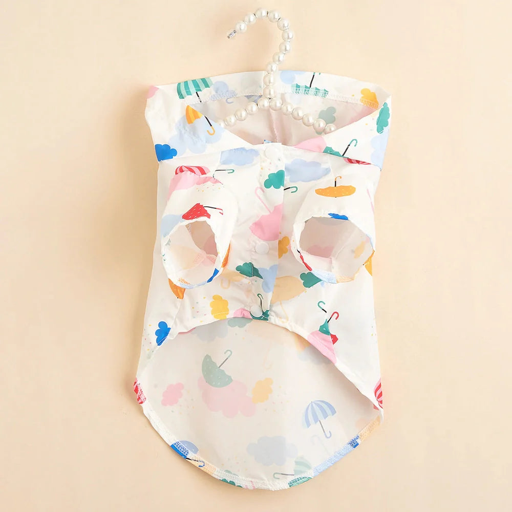 Cartoon umbrella pattern waterproof raincoat for dogs and cats in bright colours