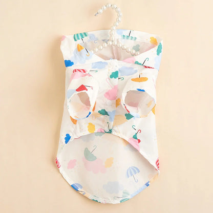 Cartoon umbrella pattern waterproof raincoat for dogs and cats in bright colours