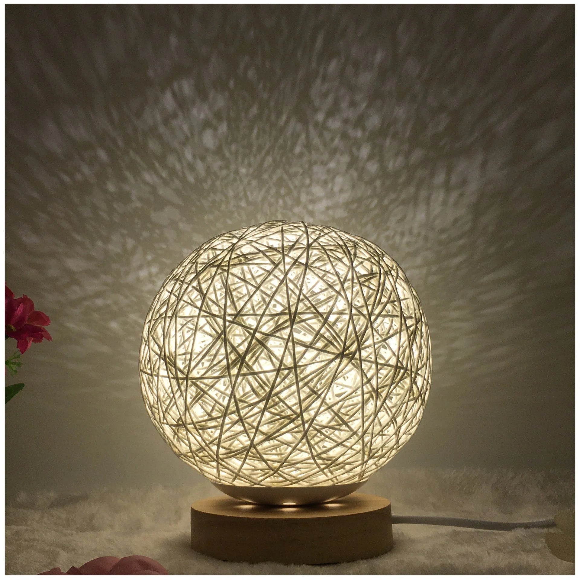 LED rattan table lamp with USB power and remote control in various colors