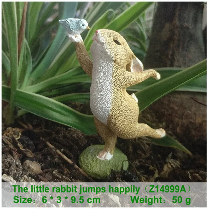 Handcrafted bunny resin ornament for home decor, pastoral style, animal modeling