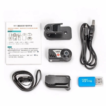 Black wireless wifi surveillance camera with LCD screen showing 16x optical zoom and night vision capability