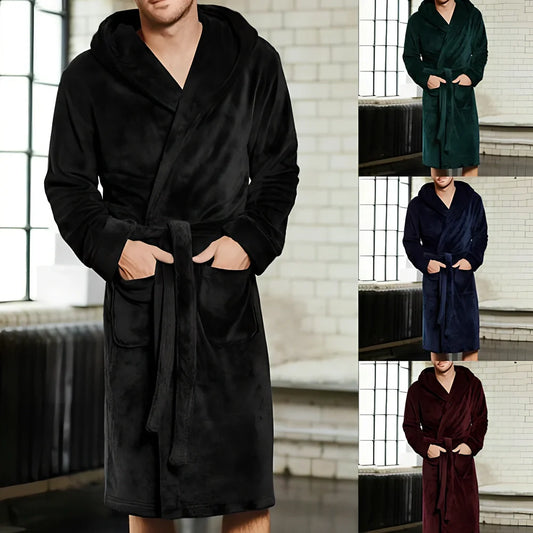 Nylon hooded bathrobe with velvet lining in multiple colours and sizes with belt closure