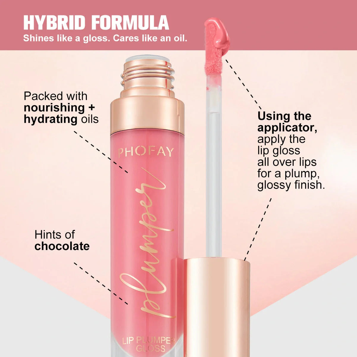 PHOFAY Shiny Lip Plumper Gloss for fuller, glossy lips