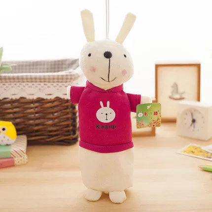 Large soft plush rabbit pencil case in assorted colours for pen storage