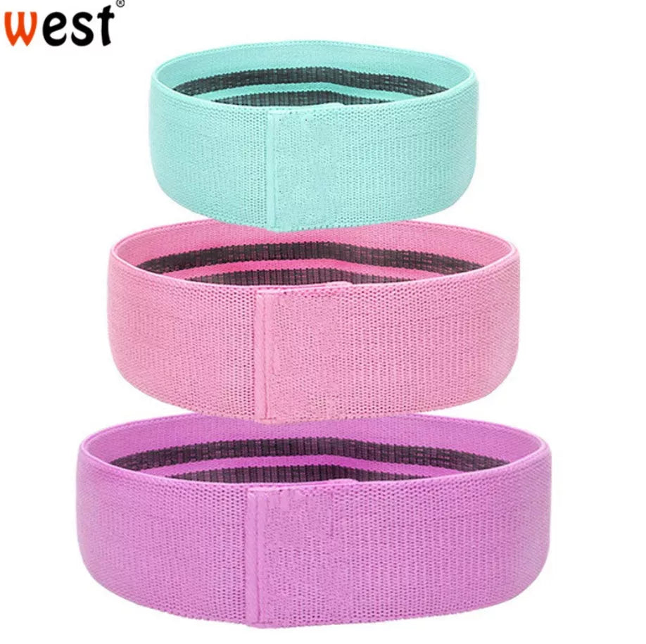 Latex mesh resistance band for hip and leg strength training in various colors and sizes