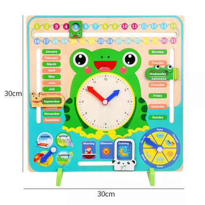 Montessori wooden weather season calendar clock for children, educational toy
