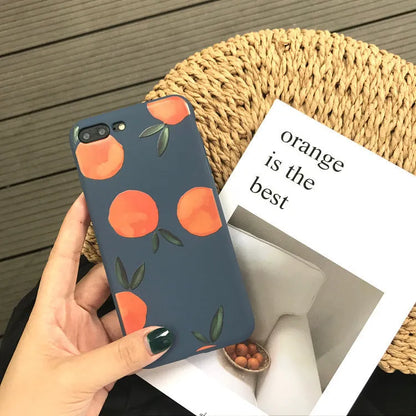 Orange TPU matte iPhone case with silicone soft shell protection shown from front and side angles