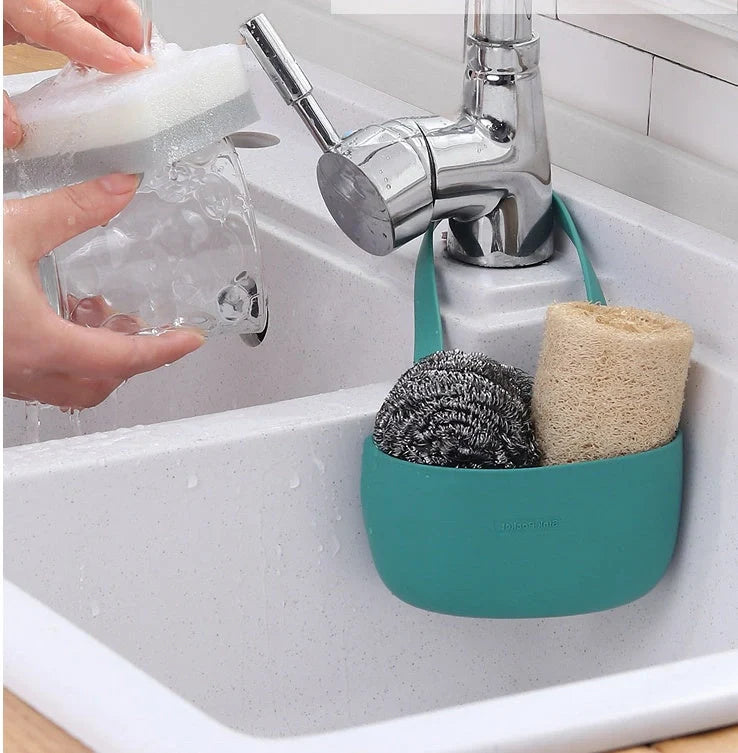Free punch sink drain bag faucet sponge rack in TPR material for kitchen organization