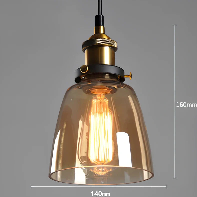 Nordic retro glass chandelier with fishing line design and LED lighting in amber, soot, or transparent finish
