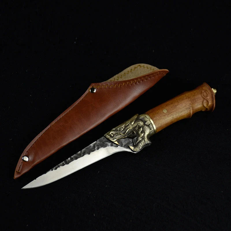 Hand forged lightweight slicing knife with rosewood handle and sharp 5Cr15Mov blade