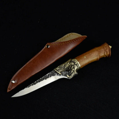 Hand forged lightweight slicing knife with rosewood handle and sharp 5Cr15Mov blade