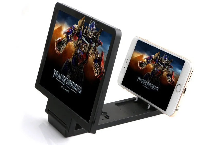 Smartphone screen amplifier magnifier lens showing 18cm by 12cm viewing area in black or white colour