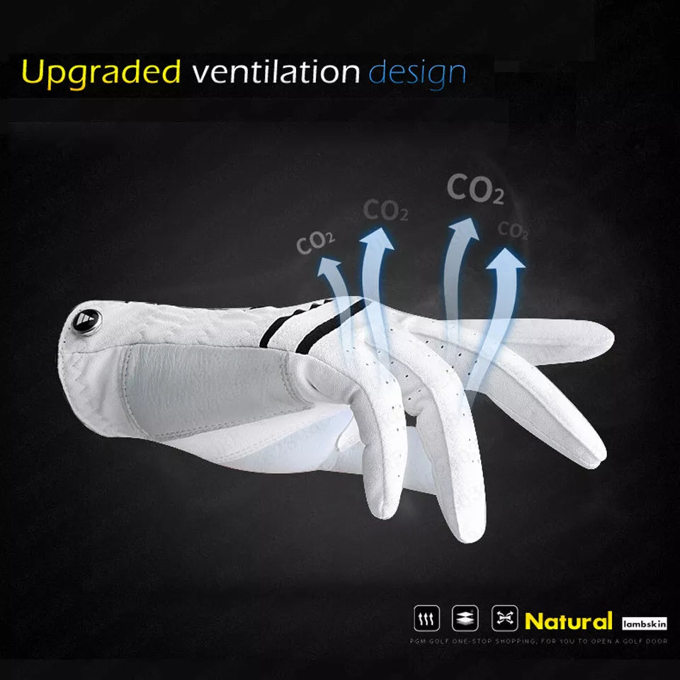 Summer thin section golf gloves made from real sheepskin leather with anti-skid particles